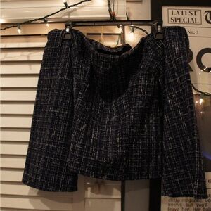 Elegant Navy Blue Tweed Skirt